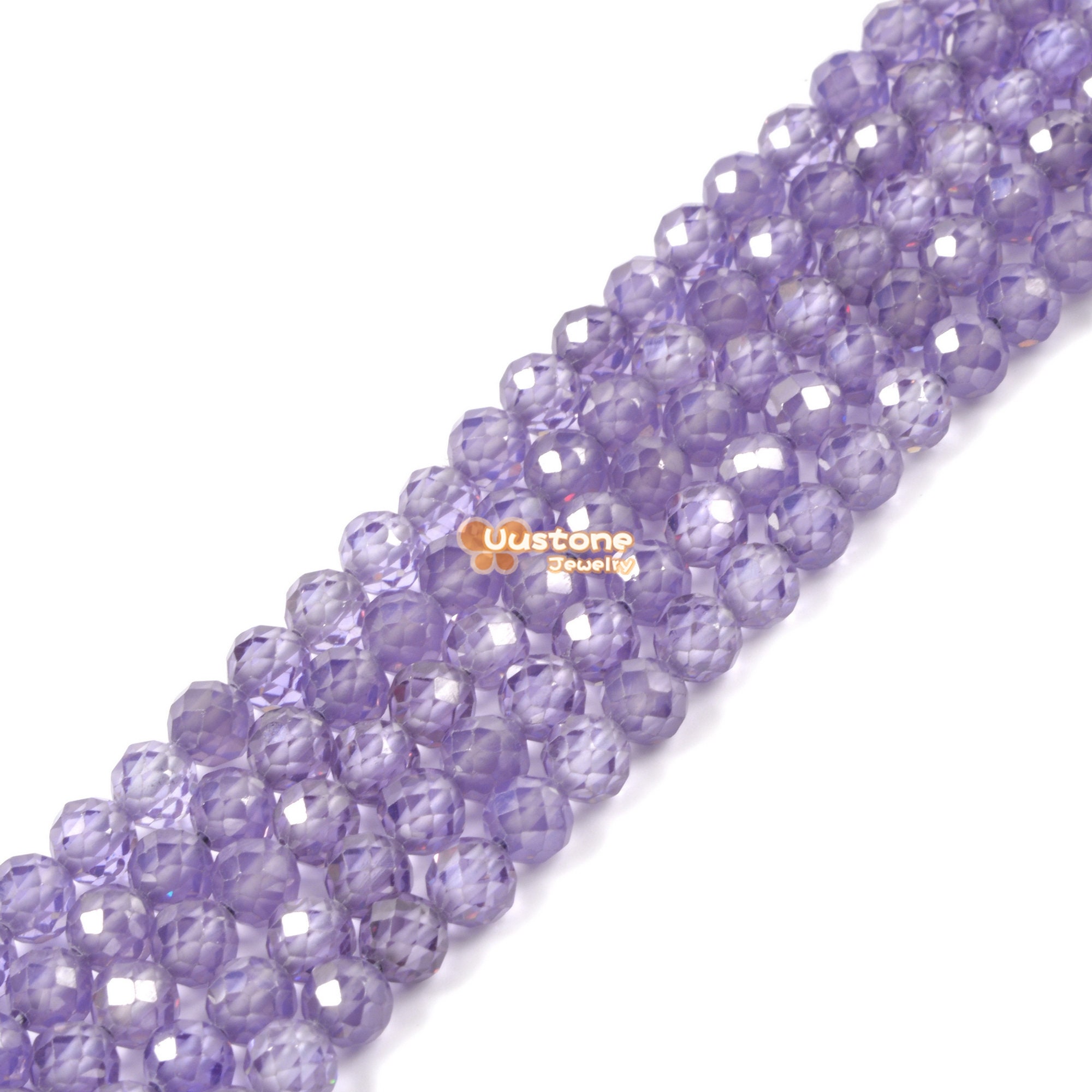 02760 4mm Faceted Purple Lab Zircon Round Sphere Loose Beads Diy Jewelry Making Strand 15.5-16"