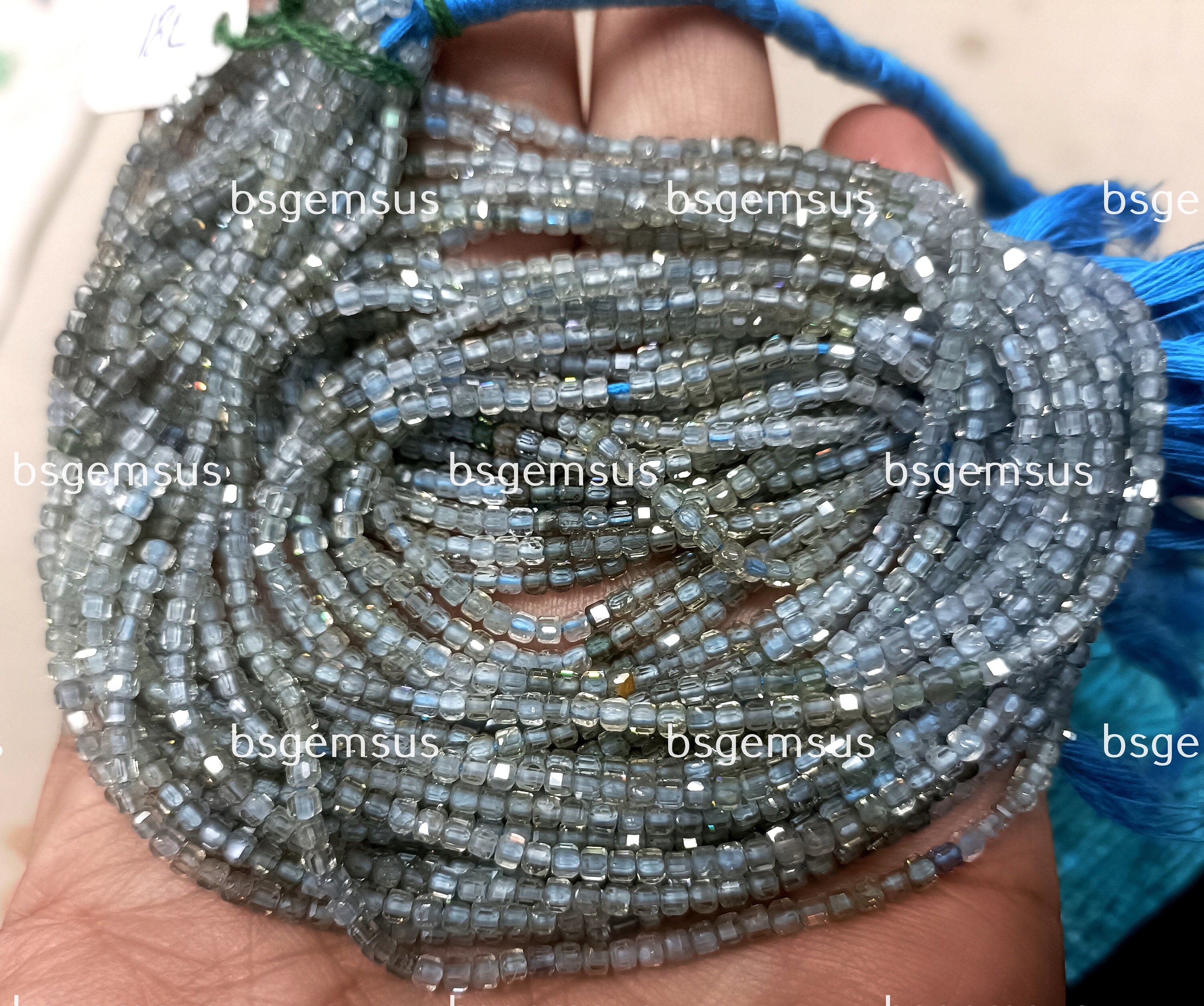 13 Inch Strand, Aaa Quality, Natural Blue Zircon Faceted Cube. 2.5mm