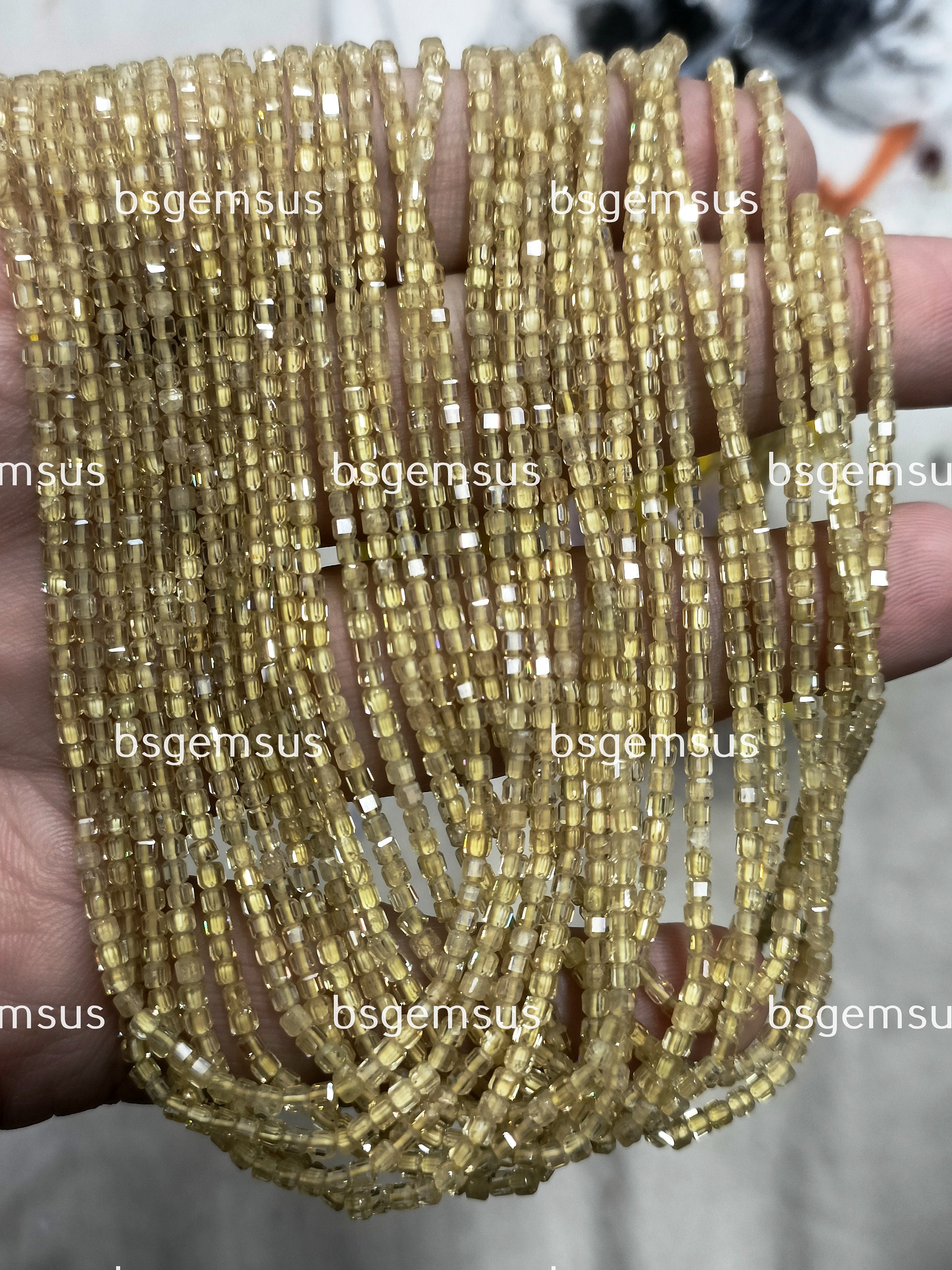 13 Inch Strand, Aaa Quality, Natural Yellow Zircon Faceted Cube. 2.5mm