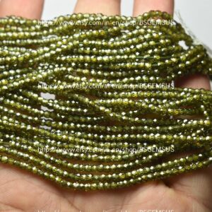 13 Inches Strand,Vessonite Green Zircon Faceted Rondelle,Size.3mm