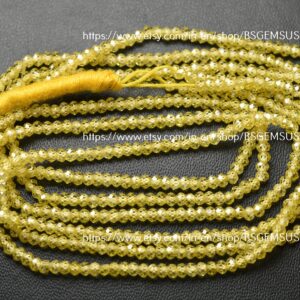 13 Inches Strand,Yellow Zircon Faceted Rondelle,Size.3mm