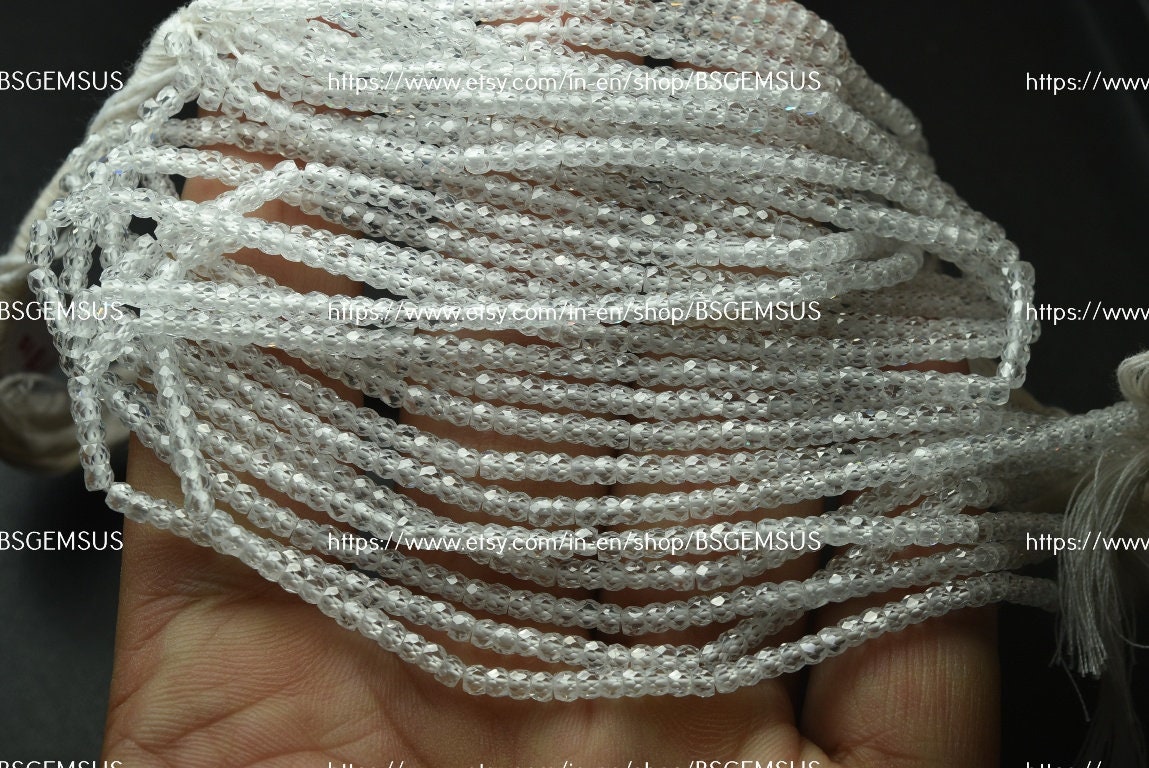 13 Inches Strand,white Zircon Faceted Rondelle,size.3mm