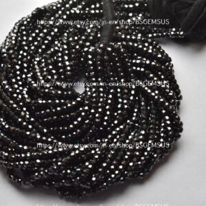16 Inches Strand,Black Zircon Faceted Rondelle,Size.3mm
