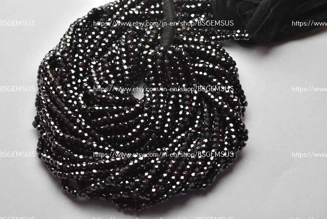 16 Inches Strand,black Zircon Faceted Rondelle,size.3mm