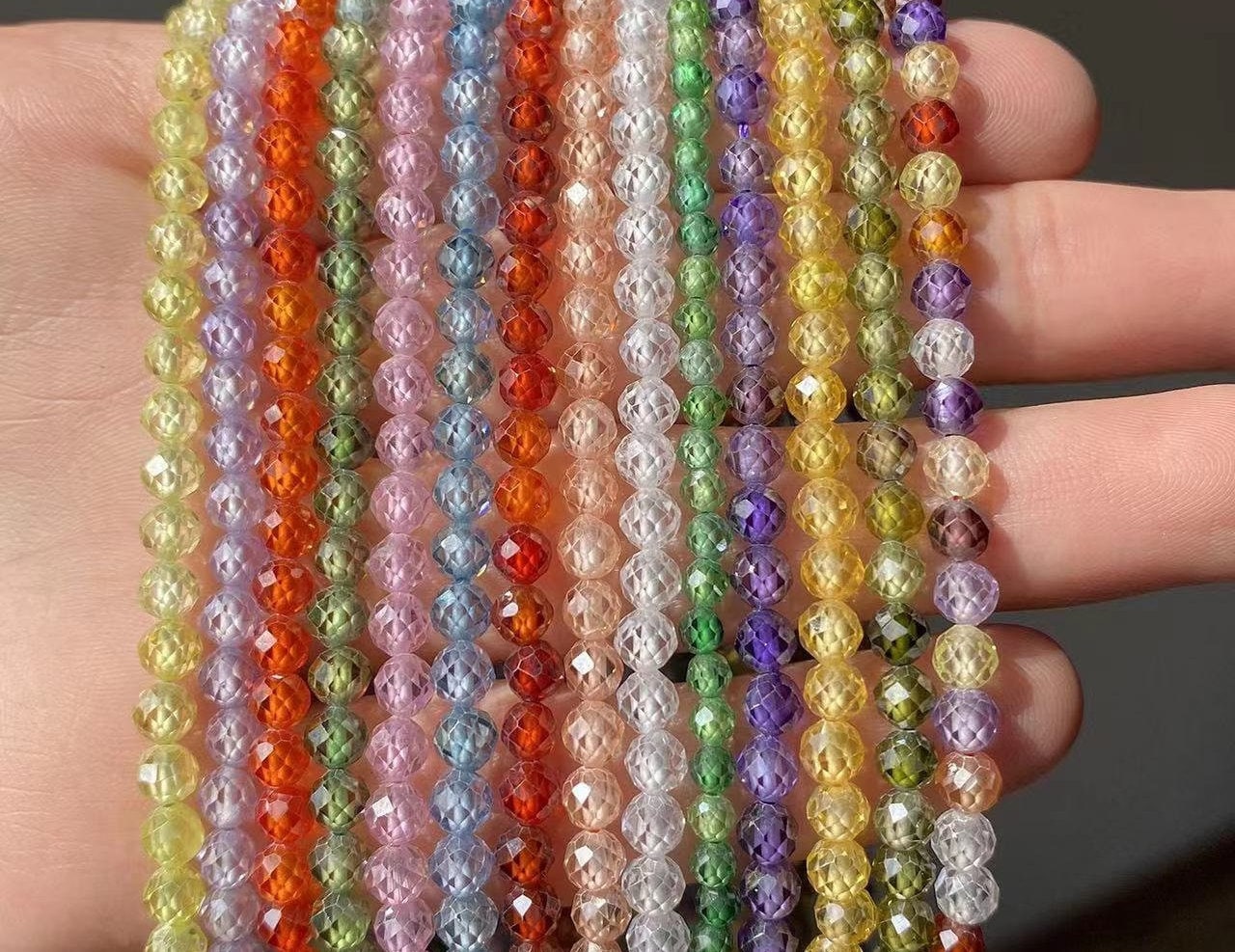 2mm-4mm Natural Zircon Faceted Small Size Beads,faceted Zircon Diy Beads,one Strand 15"