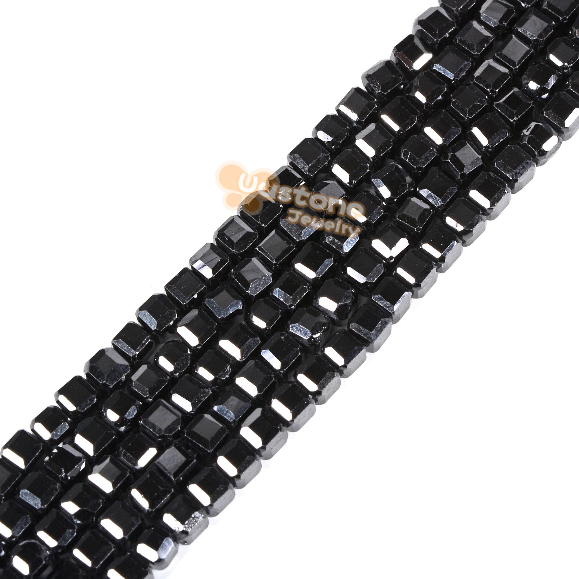2mm Faceted Black Lab Zircon Cube Square Loose Beads Diy Jewelry Making Strand 15.5-16"