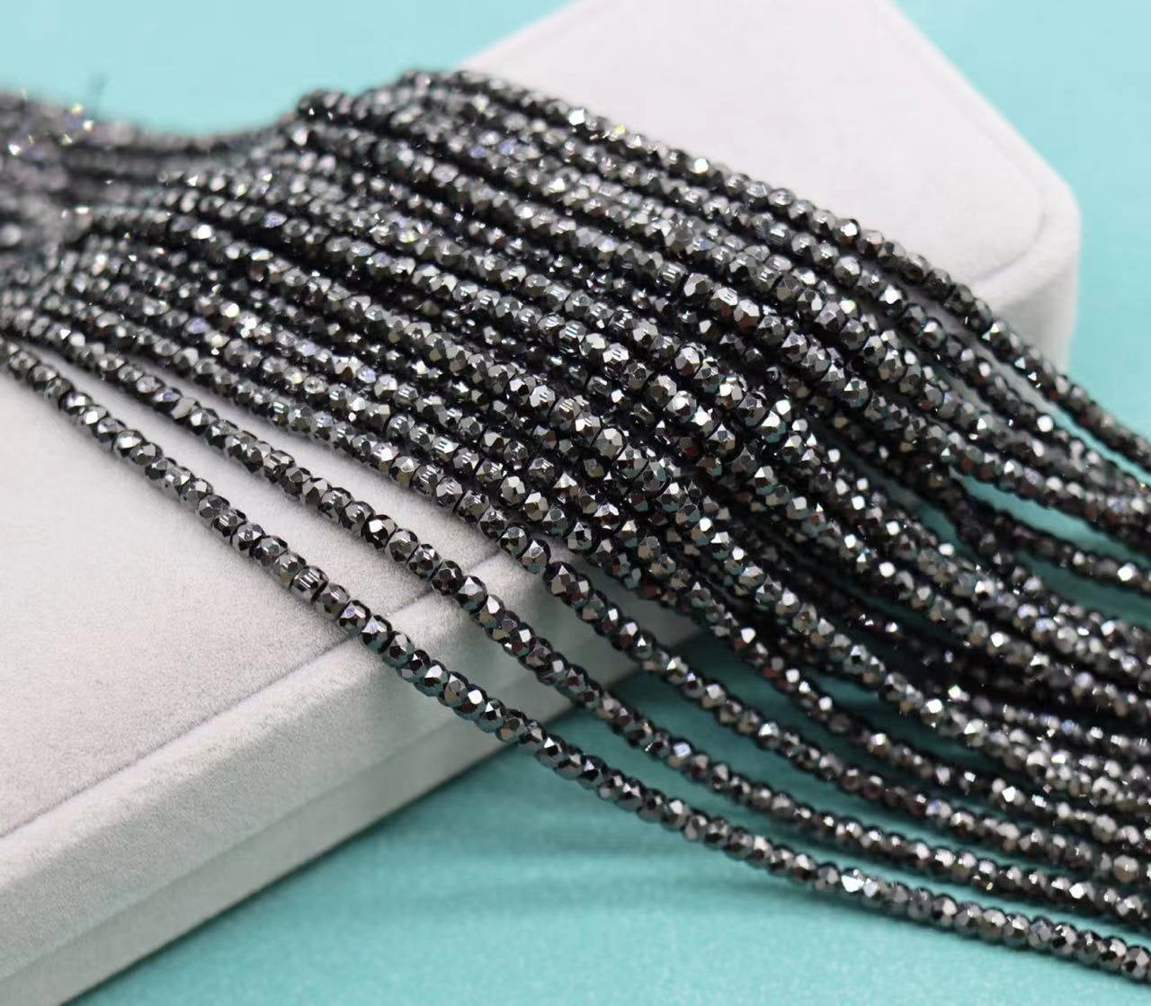 2x3mm Faceted Rondelle Black Zircon Beads,zircon Faceted Beads Bulk Supply,small Size Beads,15 Inches One Starand