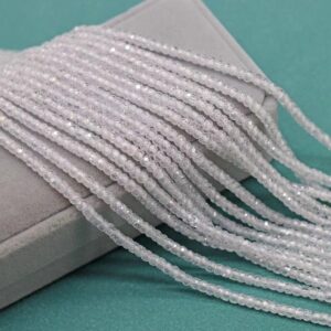2x3mm Faceted Rondelle White Zircon Beads,zircon Faceted Beads Bulk Supply,small Size Beads,15 Inches One Starand