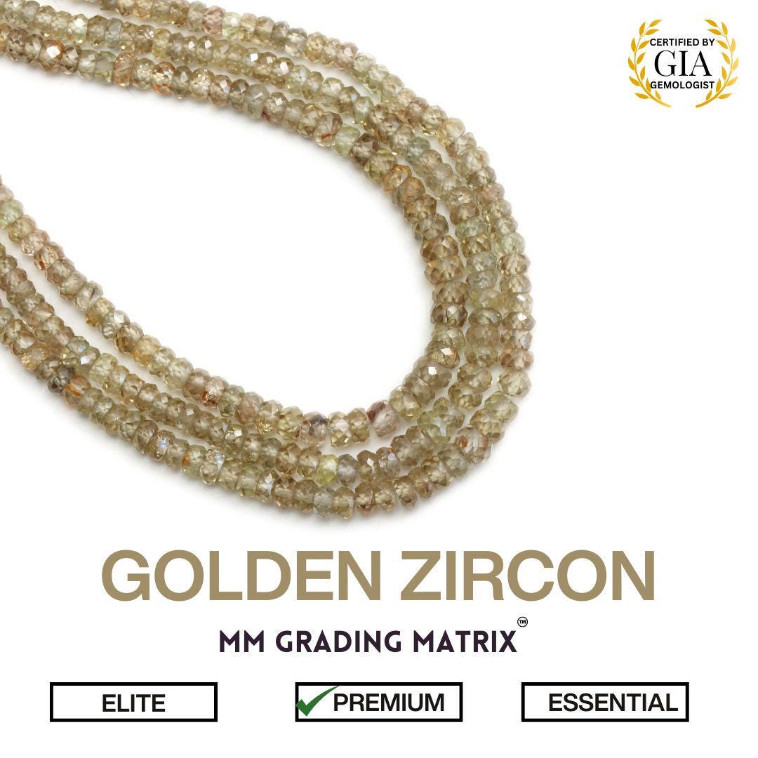 3 Mm - 4.5 Mm Brown Zircon Faceted Rondelle Beads, Natural Golden Zircon Faceted Beads, Zircon Gemstone Beads For Jewelry Making, Strand 18"