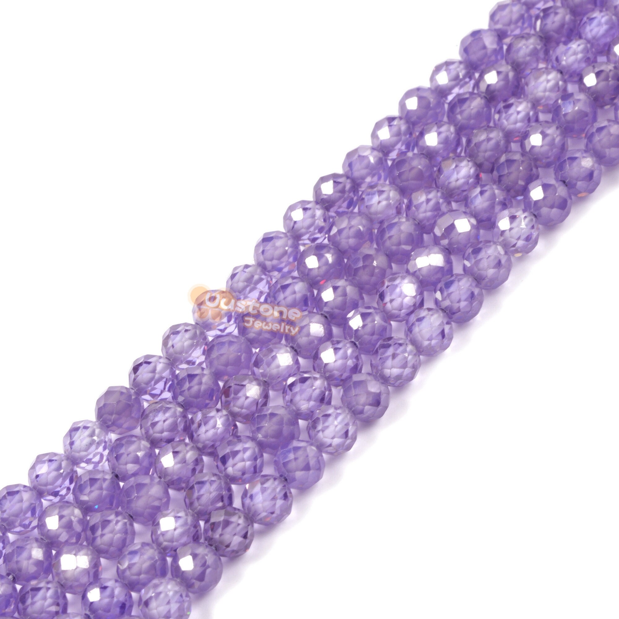 3mm To 4mm Purple Lab Zircon Faceted Round Loose Beads Strand 15.5-16" Diy Jewelry Making