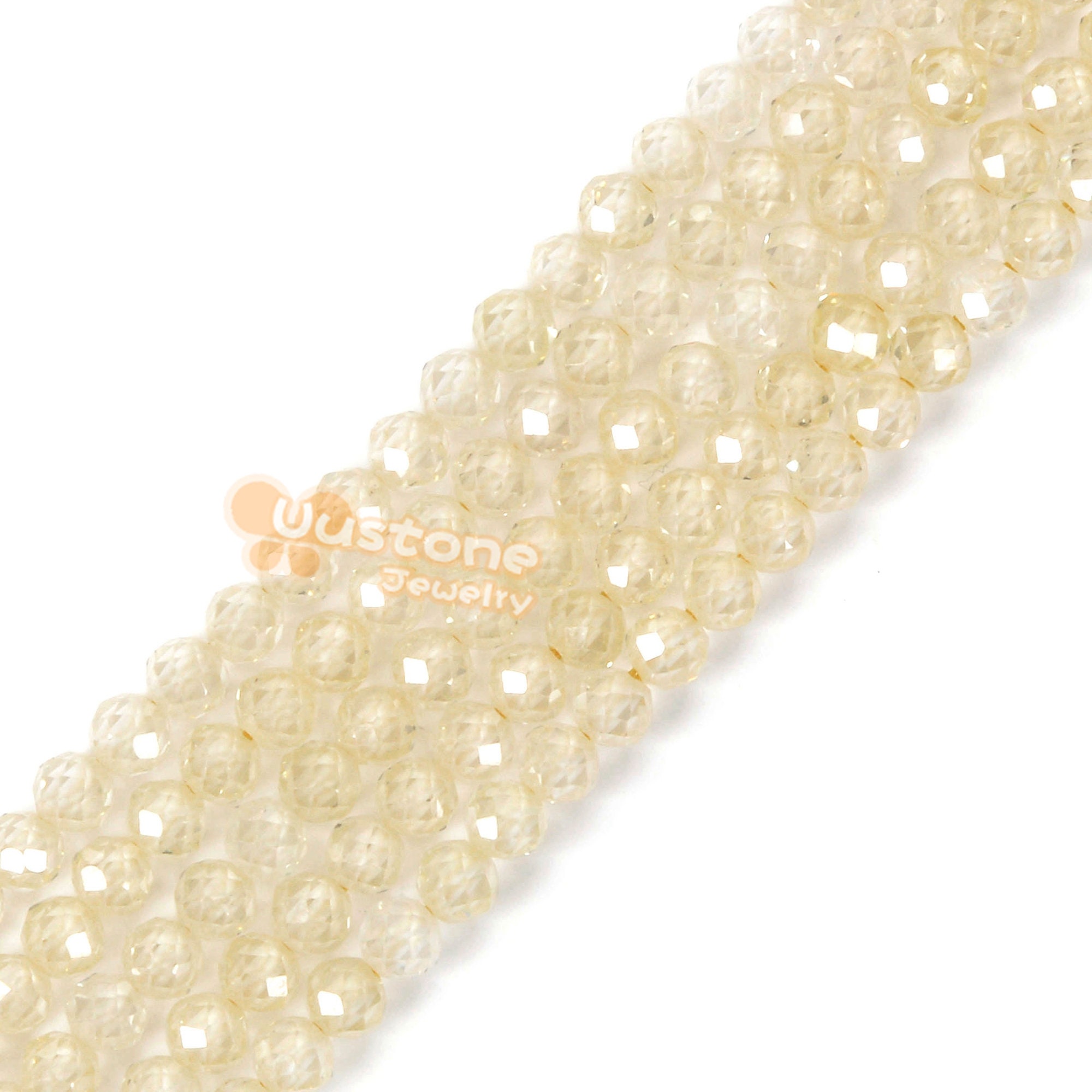 3mm To 4mm Yellow Lab Zircon Faceted Round Loose Beads Strand 15.5-16" Diy Jewelry Making