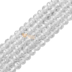 3MM to 4MM  White Lab Zircon Faceted round loose beads strand 15.5-16" DIY Jewelry Making