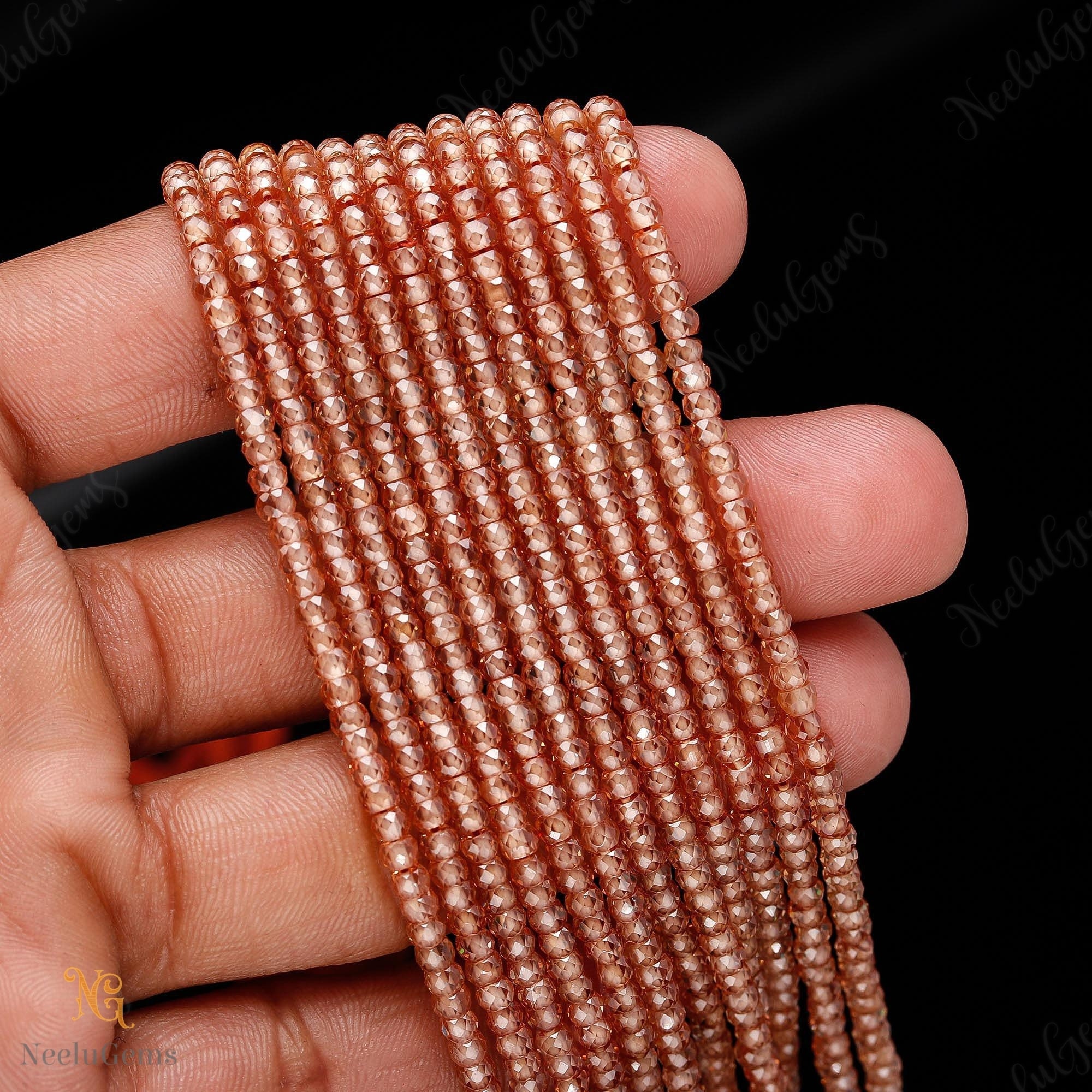 3mm Wine Zircon Faceted Rondelle Beads, Brown Gemstone Micro Cut Beads, Aaa Quality Natural Zircon For Jewelry Making, 13 Inch Strand