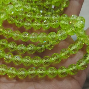 6 Inches Strand,Green Zircon Faceted Round Balls Beads ,Size.6.5mm