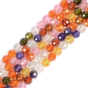 6mm Faceted Rainbow Lab Zircon round ball loose beads DIY jewelry making beads strand 15.5-16"