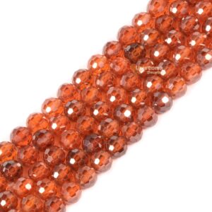 6mm Faceted Red Lab Zircon round ball loose beads DIY jewelry making beads strand 15.5-16"