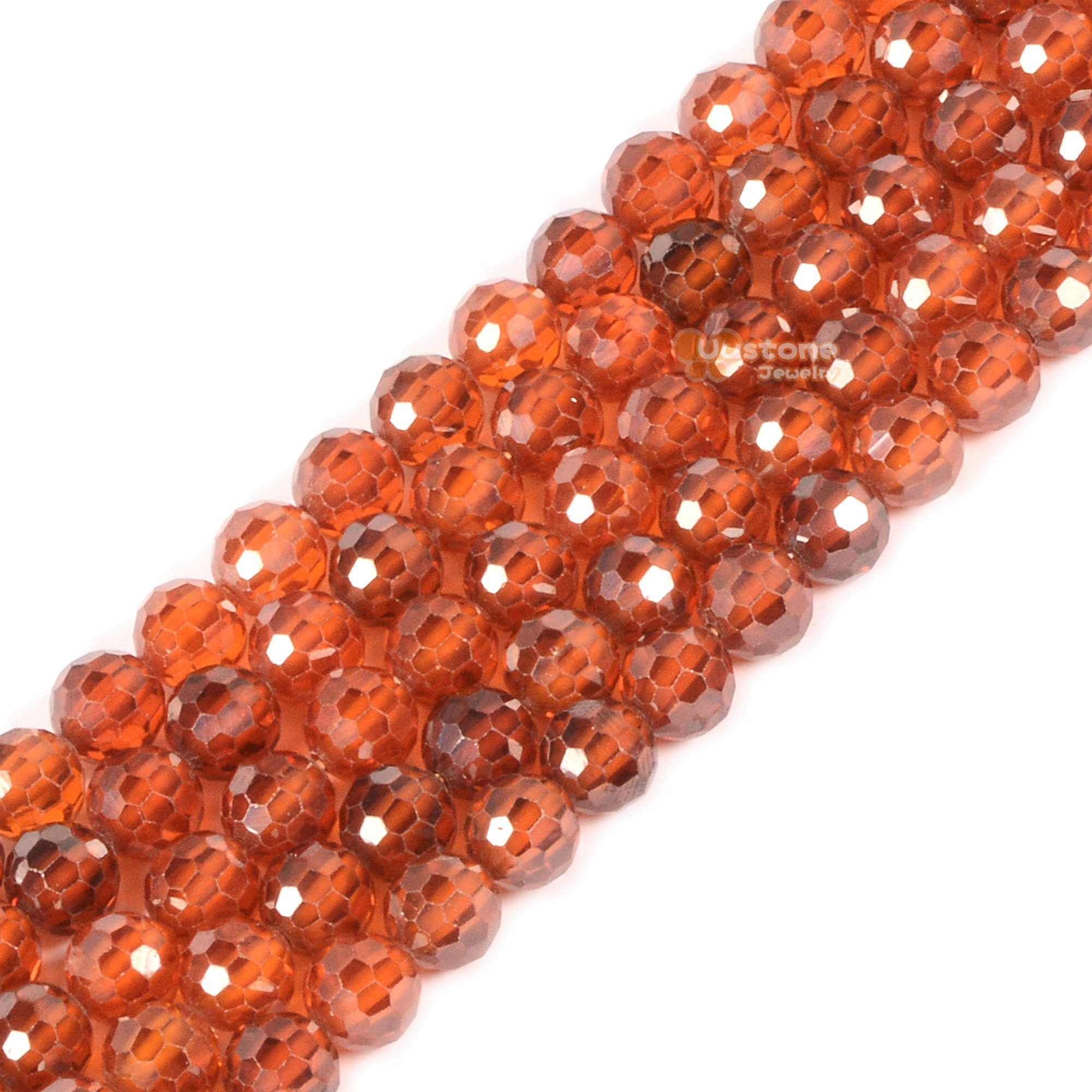 6mm Faceted Red Lab Zircon Round Ball Loose Beads Diy Jewelry Making Beads Strand 15.5-16"