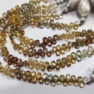 7 Inches Strand, Finest Quality, Natural Multi Zircon Shaded Faceted Pear, Size 6-7mm