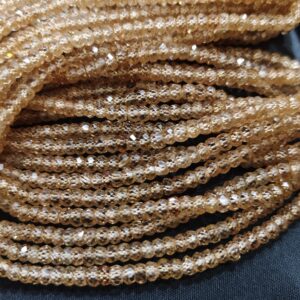 8 Inches Strand, Champagne Zircon Faceted Rondelles,Size.4.20mm
