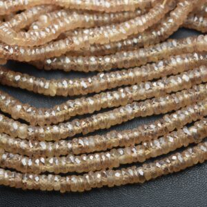 8 Inches Strand,Finest Quality,Natural Champange Zircon Faceted Button,Size 4-5mm