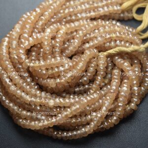 8 Inches Strand,Finest Quality,Natural Champange Zircon Faceted Rondelles,Size 4.5-5mm
