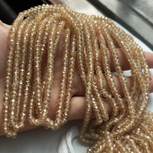 8 Inches Strand,Finest Quality, Champange Zircon Faceted Rondelles,Size 4.20mm