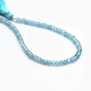 AAA+ Blue Zircon 4mm Rondelle Loose Beads | 8inch Strand | Natural RARE Blue Zircon Precious Gemstone Micro Faceted Beads for Jewelry