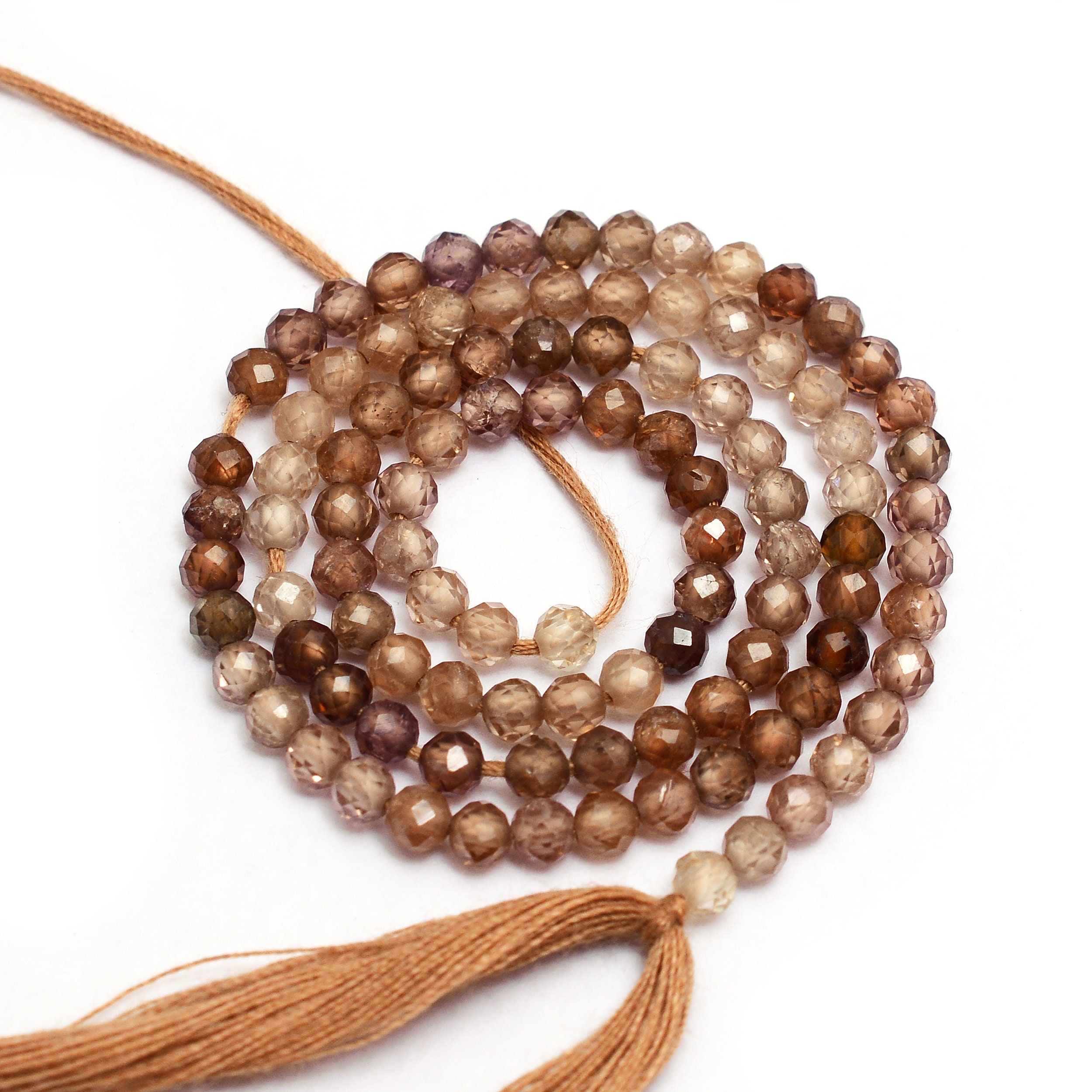 Aaa+ Brown Zircon Rondelle 3mm-4mm Faceted Beads | 13" Strand | Natural Multi Zircon Semi Precious Gemstone Loose Beads For Jewelry Making