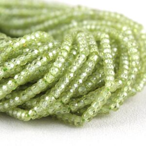 Aaa Green Zircon Faceted Rondelle Beads: 3mm Gemstone Jewelry Making