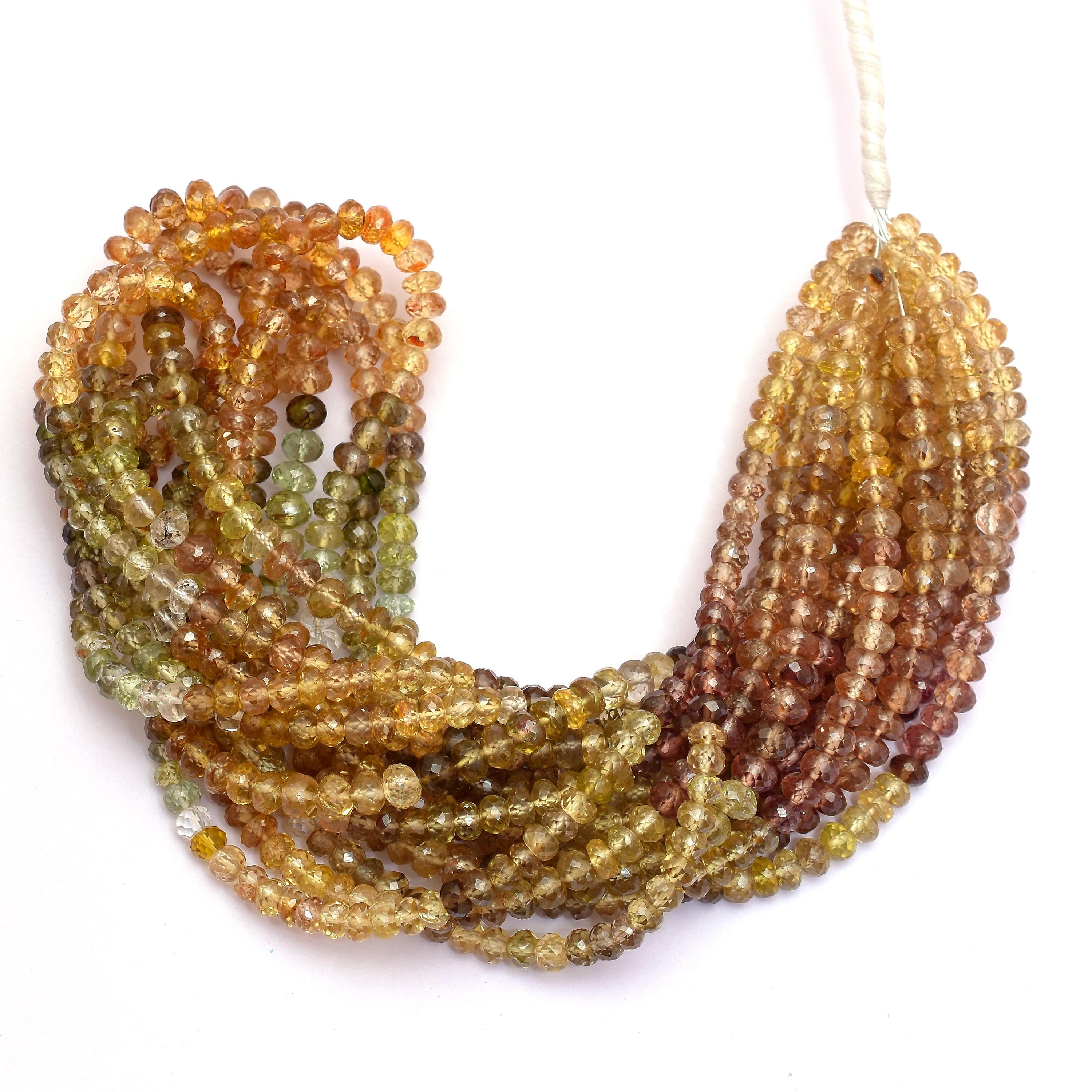 Aaa+ Multi Brown Zircon Gemstone 4.50mm-5mm Faceted Rondelle Beads | 16inch Strand