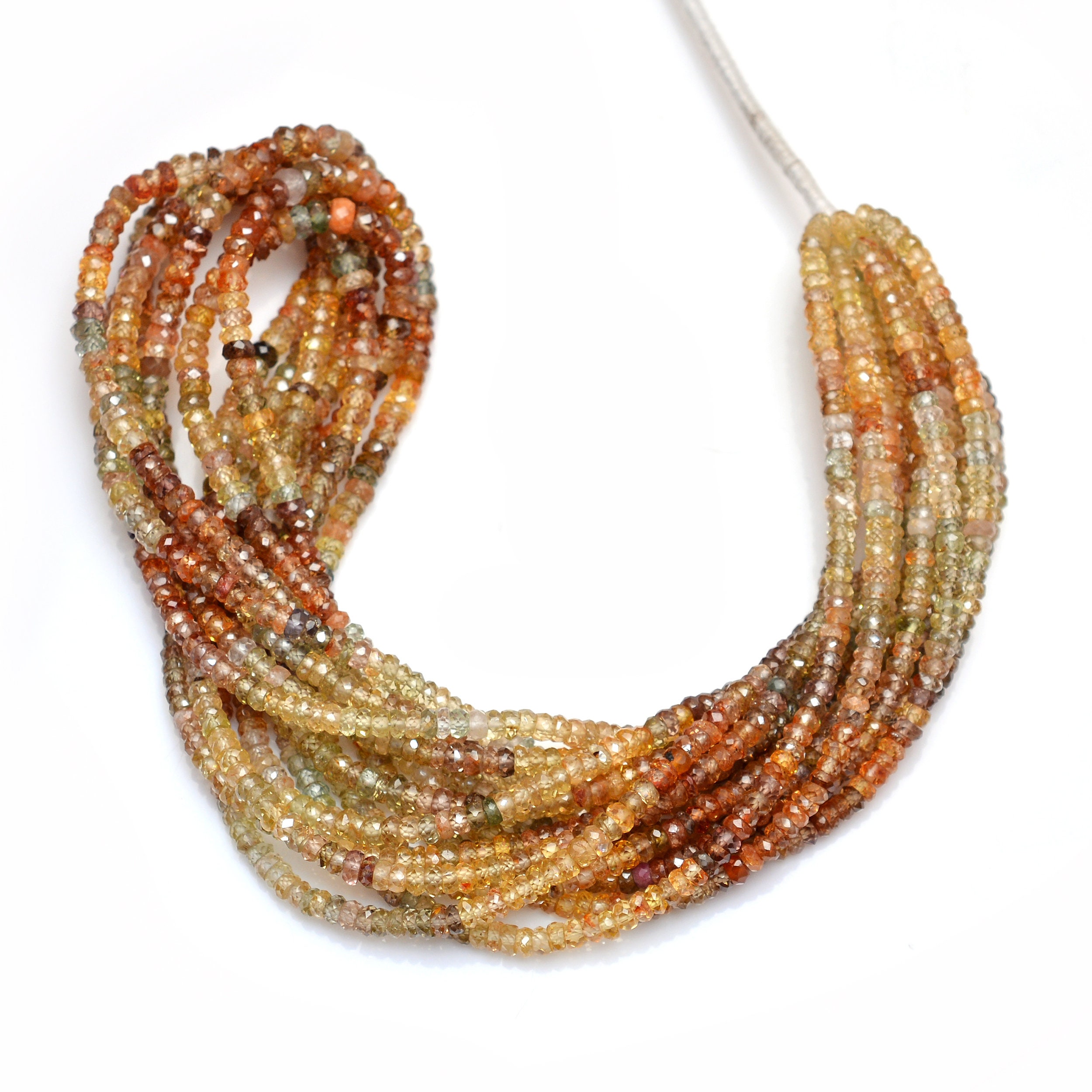 Aaa+ Multi Zircon Gemstone 3.50mm-4.50mm Faceted Rondelle Beads | 18inch Strand | Natural Red/yellow Zircon Gemstone Loose Beads For Jewelry