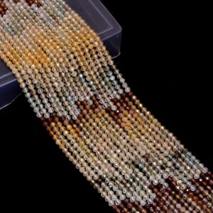 AAA+ Multi Zircon Rondelle 3mm-4mm Faceted Beads | 13" Strand | Natural Brown / Yellow Zircon Semi Precious Gemstone Loose Beads for Jewelry