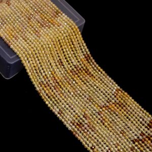AAA+ Yellow Zircon Rondelle 3mm-4mm Faceted Beads | 13" Strand | Natural Multi Zircon Semi Precious Gemstone Loose Beads for Jewelry Making