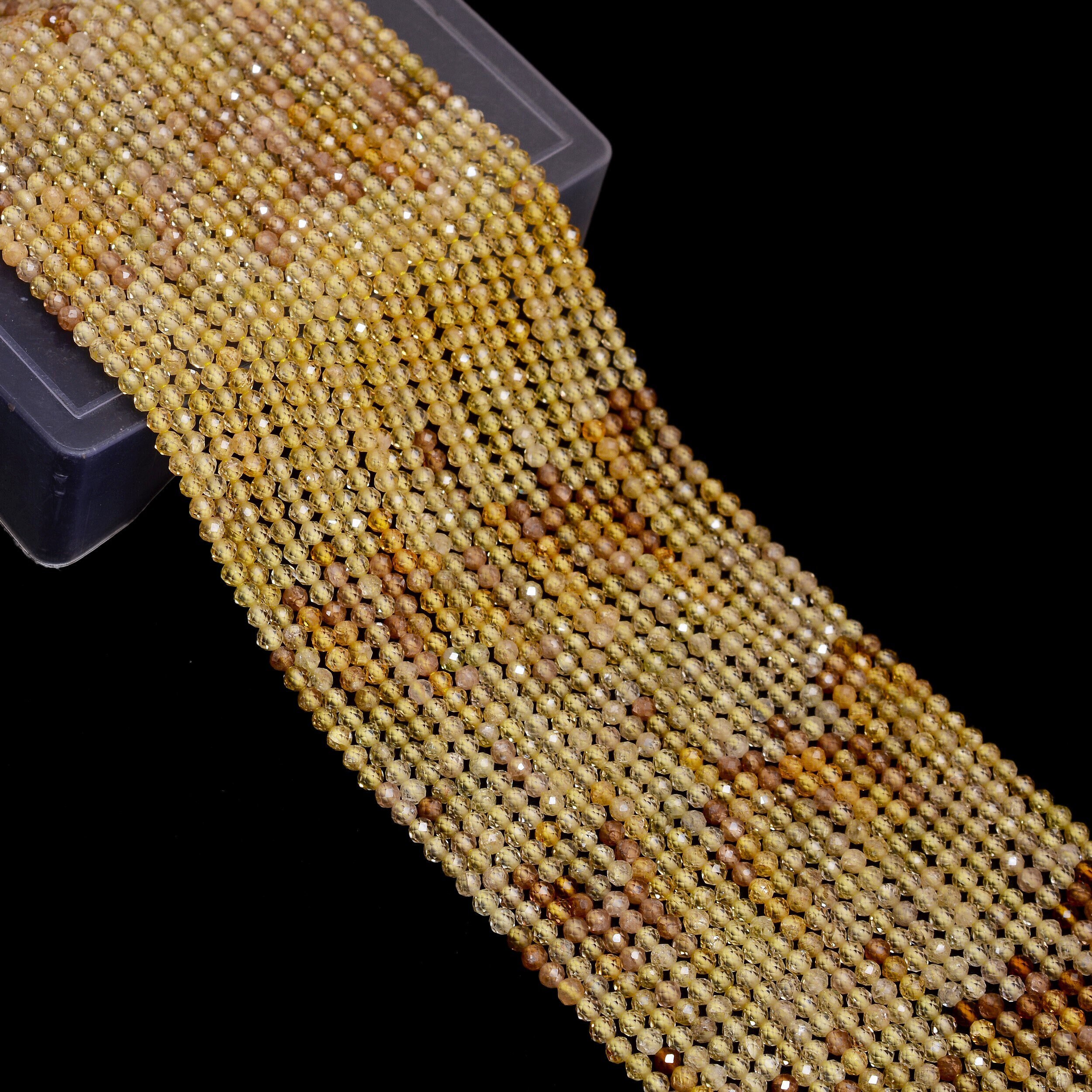Aaa+ Yellow Zircon Rondelle 3mm-4mm Faceted Beads | 13" Strand | Natural Multi Zircon Semi Precious Gemstone Loose Beads For Jewelry Making