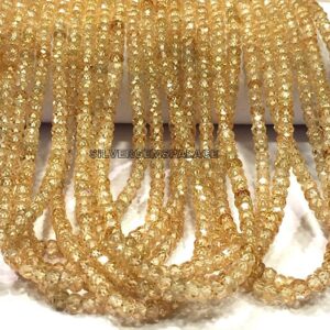 AAAA+ Champagne Zircon Faceted Rondelle Beads 4.MM Rondelle Beads Champion Zircon Beads Sparkling Beads 18" Strand Wholesale Price.
