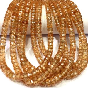 AAAA+ Champagne Zircon Faceted Rondelle Beads 5-6.MM Rondelle Beads Champion Zircon Gemstone Beads Sparkling Beads Wholesale Shop.