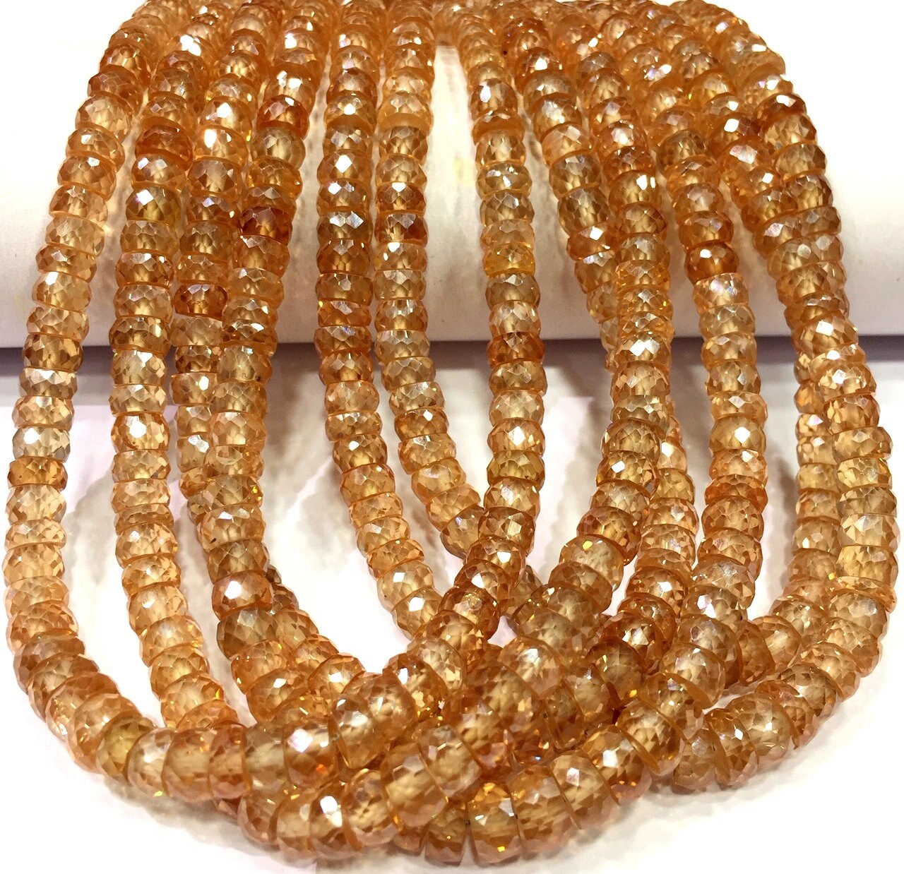 Aaaa+ Champagne Zircon Faceted Rondelle Beads 5-6.mm Rondelle Beads Champion Zircon Gemstone Beads Sparkling Beads Wholesale Shop.