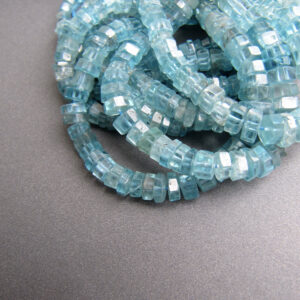 Blue Zircon Flat Bolt Rondelle Beads • 4.25-6mm • Aa+ Faceted • Natural Genuine Gemstone • Vivid Blue Natural Colour • Fabulous