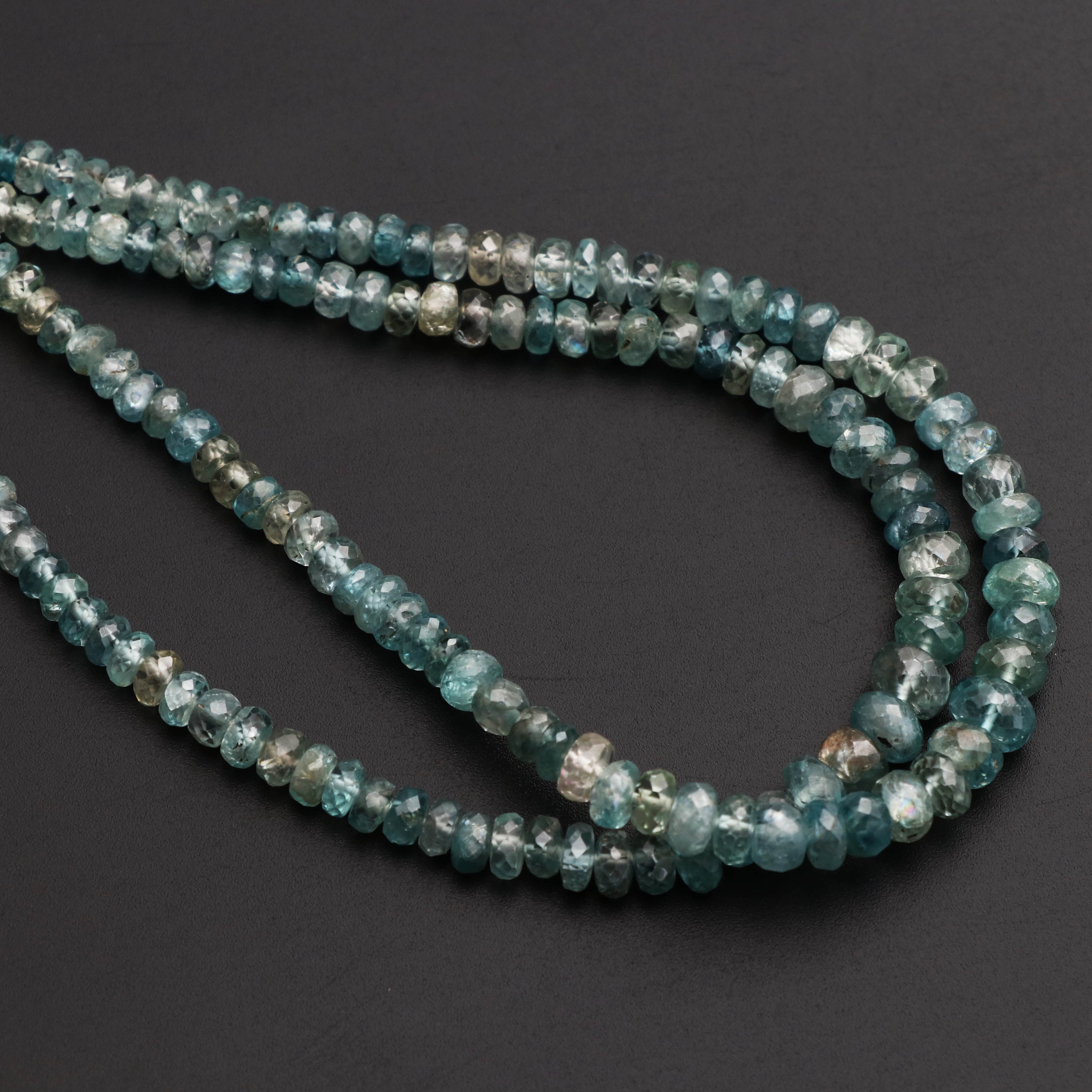 Blue Zircon Faceted Roundel Beads, 3 Mm To 7 Mm, Blue Zircon Faceted Beads - Gem Quality , 8 Inch / 18 Inch Full Strand, Price Per Strand