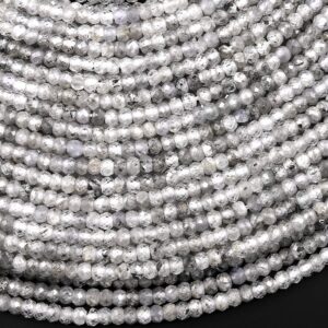 Genuine Natural Silver Zircon Faceted Rondelle Beads 3mm Gemstone 15.5" Strand