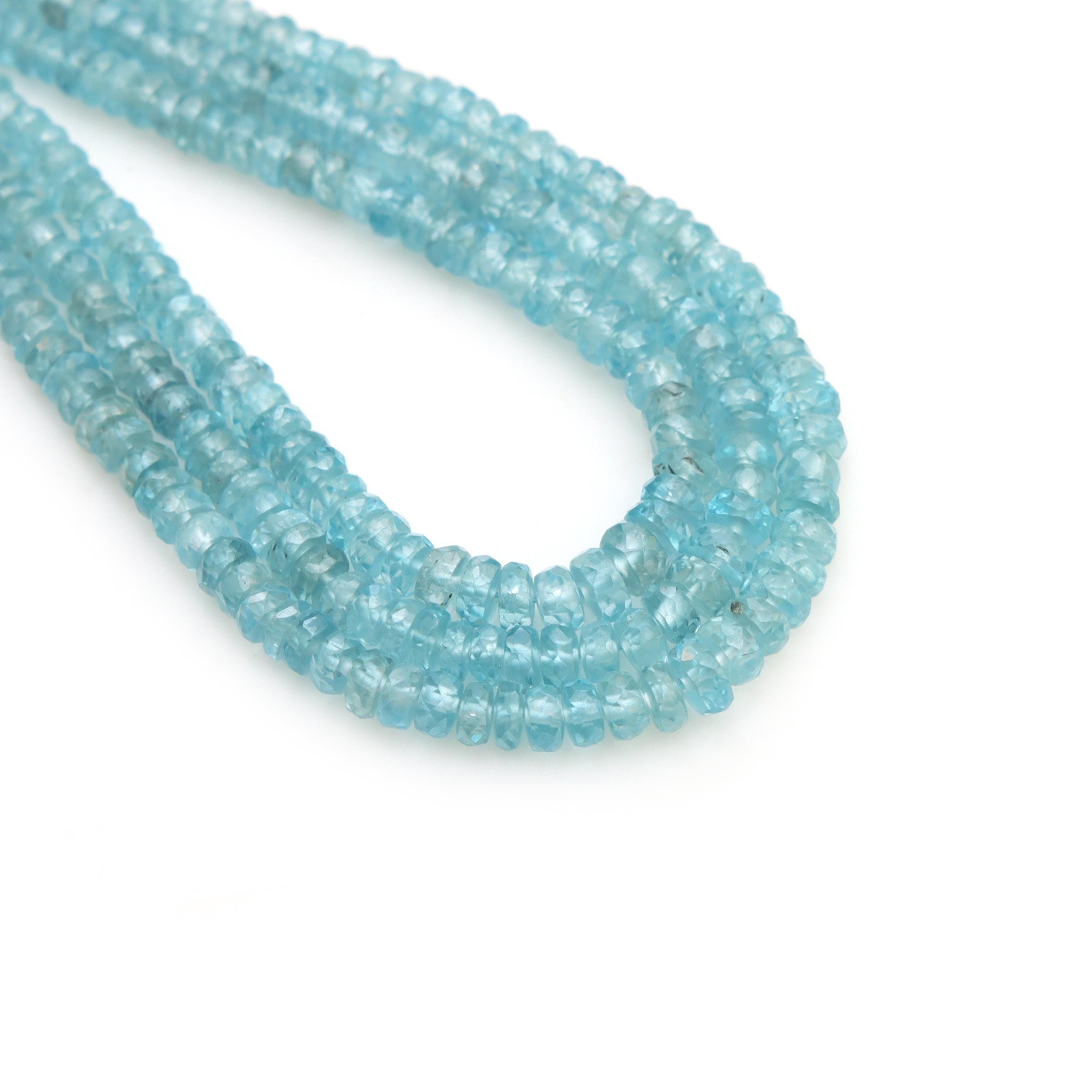 High Quality Blue Zircon Faceted Rondelle Beads, Zircon Cut Gemstone Beads, Natural Zircon Rondelle Jewelry Making Beads, Zircon Beads