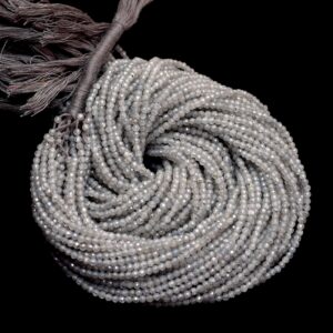 Natural AAA+ Grey Zircon 2mm-2.50mm Rondelle Micro Faceted Beads, 13inch Strand