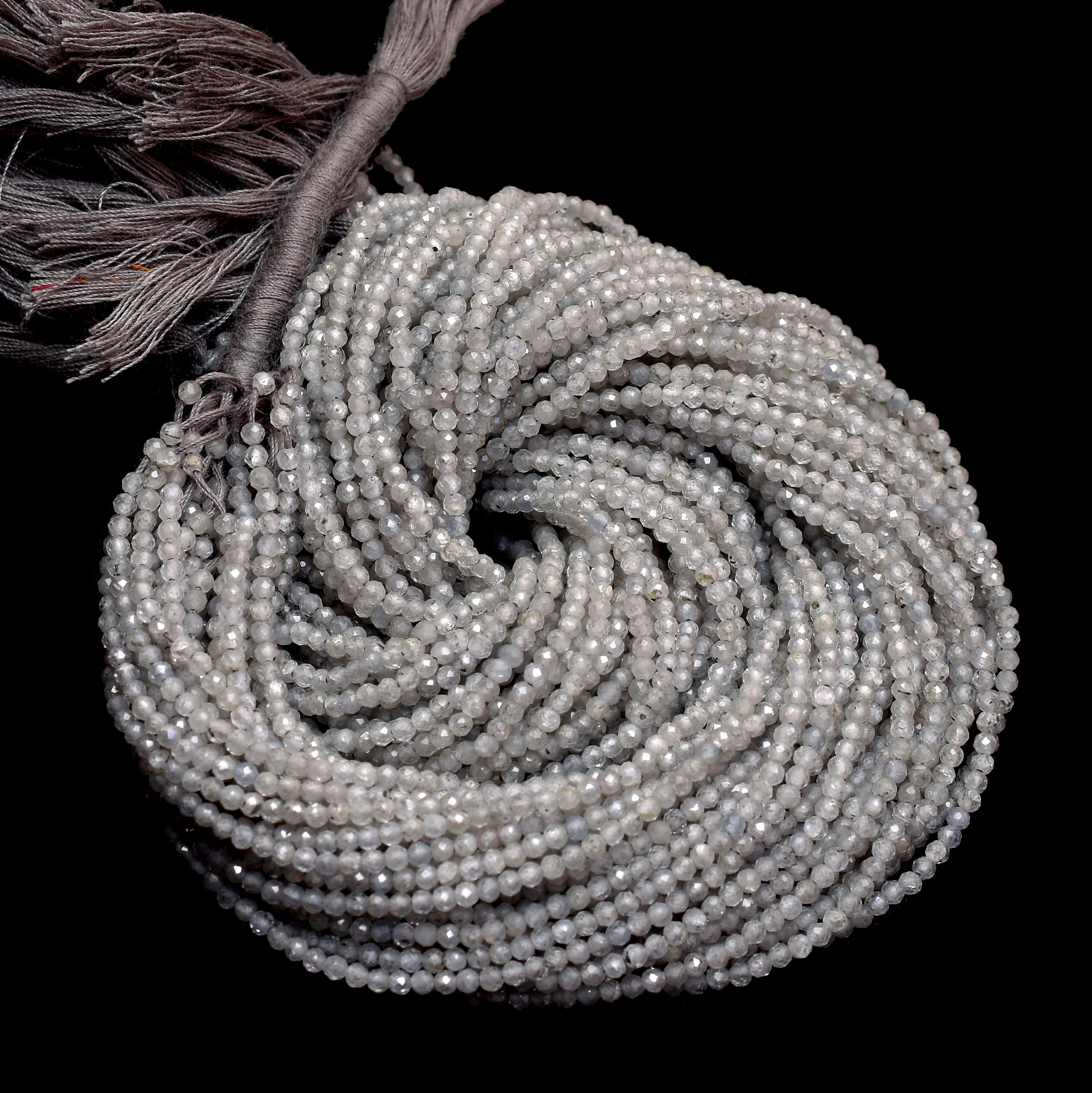 Natural Aaa+ Grey Zircon 2mm-2.50mm Rondelle Micro Faceted Beads, 13inch Strand
