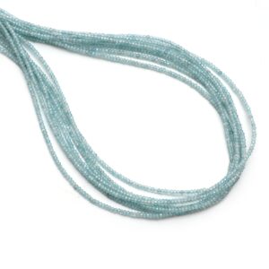 Natural Blue Zircon Micro Faceted Rondelle Beads, 2 Mm, Blue Zircon Faceted Beads, 18 Inch Full Strand, Price Per Strand