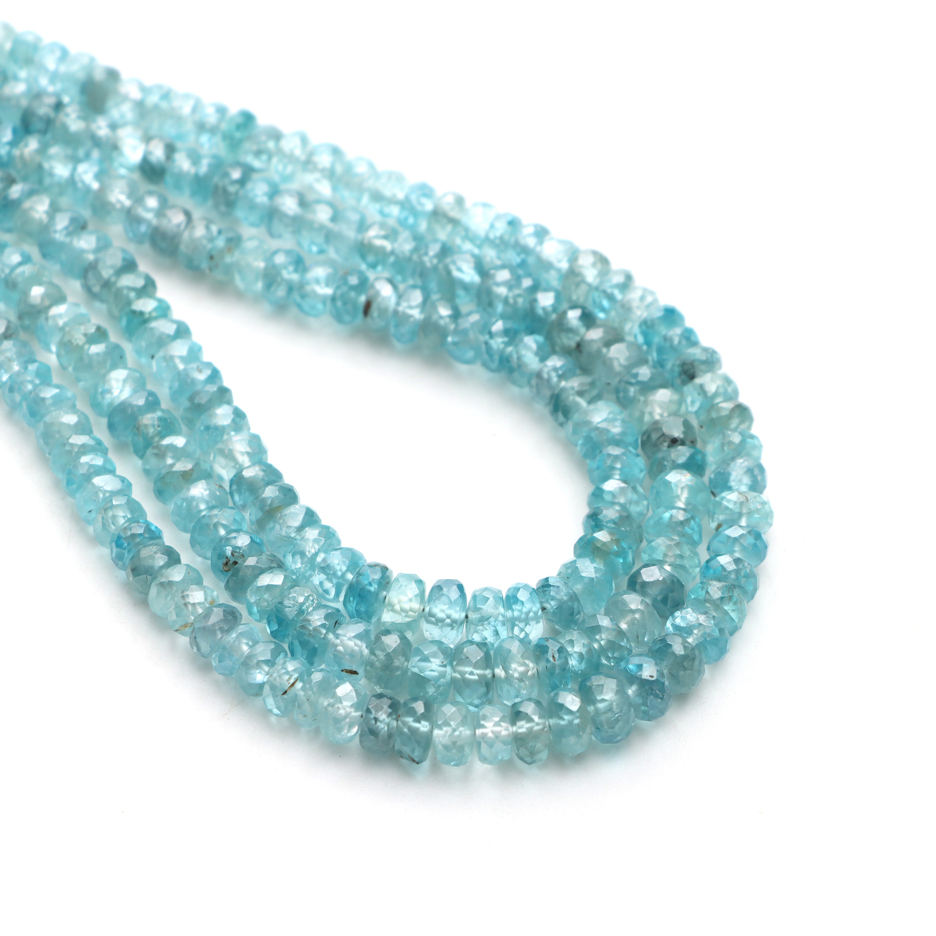 Natural Blue Zircon Faceted Rondelle Beads, 4 Mm To 5.5mm, Blue Zircon Beads, Zircon Beads, 8 Inch/ 18 Inch Full Strand, Price Per Strand