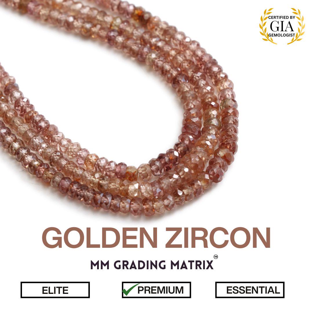 Natural Brown Zircon Faceted Rondelle Beads, 3 Mm To 4.5 Mm, Zircon Faceted Beads, Zircon Gemstone Beads For Jewelry Making, Strand 18"