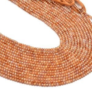 Natural Brown Zircon Rondelle 3mm-4mm Faceted Beads | 13" Strand | AAA+ Brown Zircon Semi Precious Gemstone Loose Beads for Jewelry Making