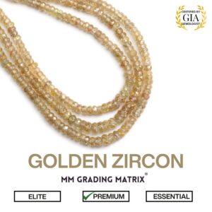 Natural Golden Zircon Faceted Roundelle Beads | Zircon Beads | 3 Mm To 5 Mm | 8 Inch/ 16 Inch/ 18 Inch Full Strand | Price Per Strand