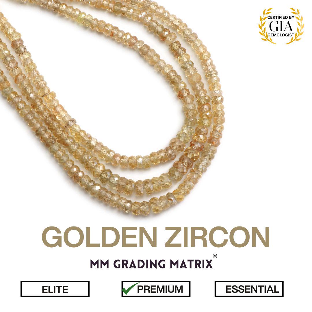 Natural Golden Zircon Faceted Roundelle Beads | Zircon Beads | 3 Mm To 5 Mm | 8 Inch/ 16 Inch/ 18 Inch Full Strand | Price Per Strand