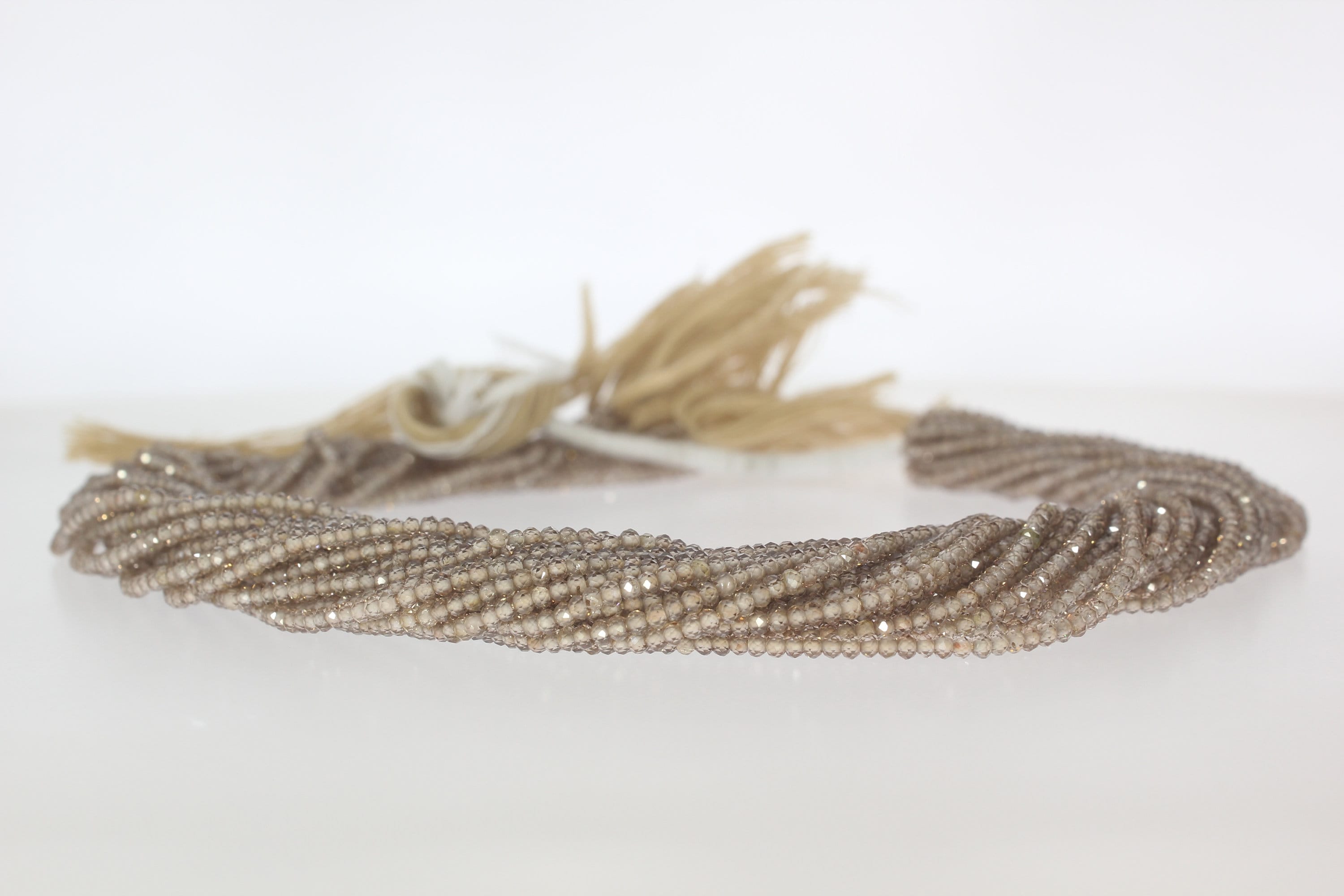 Natural Light Brown Zircon Micro Faceted  Beads , Roundelle  2.10 Mm Approx , 13 Inch Strand